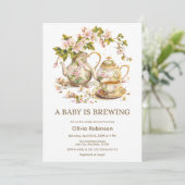 Invitation Floral Un bébé brasse du Baby shower (Debout devant)