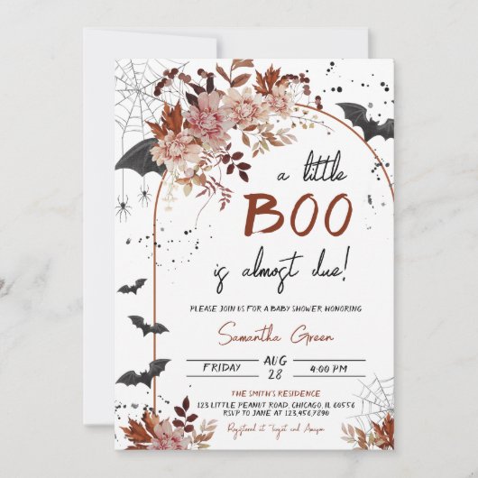 Invitation Floral Un Petit Baby shower Boo (Devant)