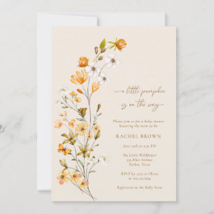 Invitation Floral Un Peu Citrouille Est En Route Baby shower