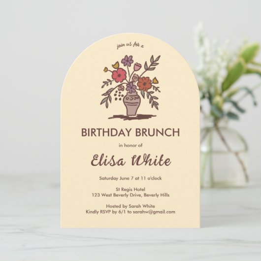 Invitation Floral Vase Rustique Whimsical Arch Personnalisé A (Debout devant)