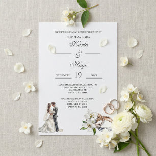 Invitation Floral verdoyant avec anneau Mariage espagnol
