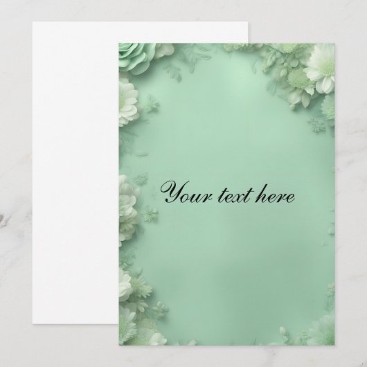 Invitation Floral vert (Devant / Derrière)