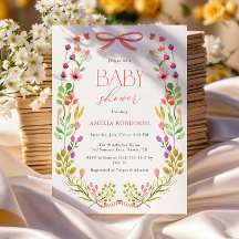 Floral Vert Bow rose Baby shower rustique
