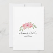 Invitation Floral, vert et rose sur blanc arrière - plan invi (Dos)