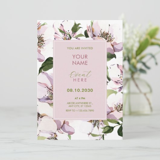 Invitation Floral vert pourpre (Debout devant)