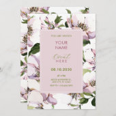 Invitation Floral vert pourpre (Devant / Derrière)