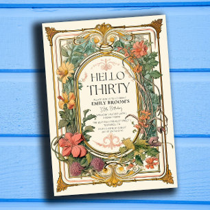 Invitation Floral Vintage 30e fête d'anniversaire