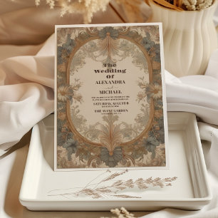 Invitation Floral Vintage Art Nouveau Mariage