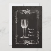 Invitation Floral vintage avec toast Champagne Argent (Dos)