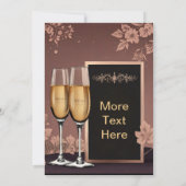 Invitation Floral vintage avec Toast de Champagne (Dos)