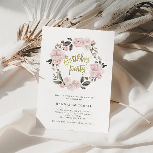 Invitation Floral vintage Blush Watercolor fête d'anniversa