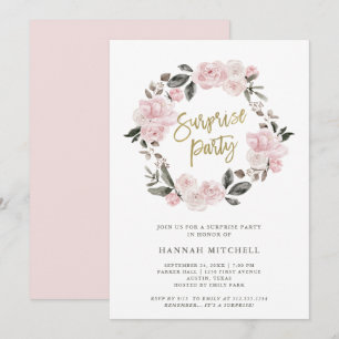 Invitation Floral Vintage Blush Watercolor Surprise Party
