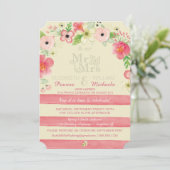 Invitation floral vintage de réception de mariage (Debout devant)