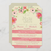 Invitation floral vintage de réception de mariage (Devant / Derrière)