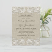 Invitation Floral Vintage Mariage de conception dentelle (Debout devant)