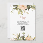 Invitation Floral vintage | QR Code fête d'anniversaire (Dos)