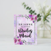 Invitation Floral Violet & Argent Serez-Vous Ma Femme D'Accue (Debout devant)