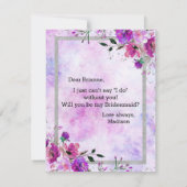 Invitation Floral Violet & Argent Serez-Vous Ma Femme D'Accue (Dos)