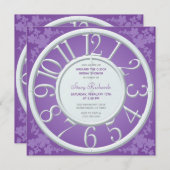 Invitation Floral violet autour de l'Invitation de douche à l (Devant / Derrière)