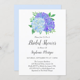 Invitation Floral violet bleu Hydrangea Bouquet Fête des mari