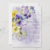 Invitation Floral violet et jaune Mariage moderne (Devant)