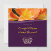 Invitation Floral violet et Mariage orange (Devant)