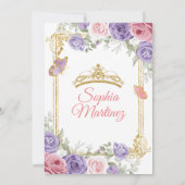 Invitation Floral Violet Et Rose Couronne fille Quinceañera (Dos)