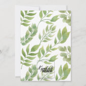 Invitation Floral violet et vert Feuilles d'aquarelle (Dos)