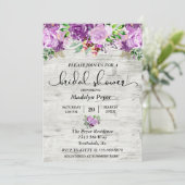 Invitation Floral Violet Lavande Bois Fête des mariées rustiq (Debout devant)