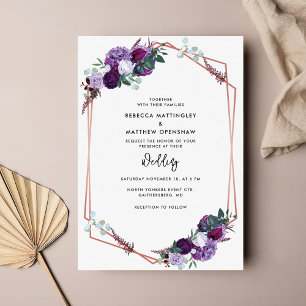 Invitation Floral violet Mariage de script botanique