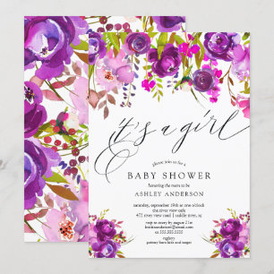 Invitation Floral violet moderne C'est un Baby shower de fill
