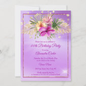 Invitation Floral violet or Hibiscus fête d'anniversaire (Devant)