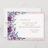 Invitation Floral Violet & Or Serez-Vous Ma Femme D'Accueil (Dos)