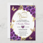 Invitation Floral violet or Tiara Butterfly Mis Quinceañera (Devant)