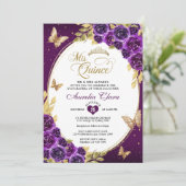 Invitation Floral violet or Tiara Butterfly Mis Quinceañera (Debout devant)