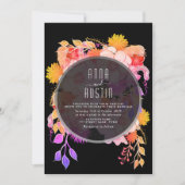 Invitation Floral violet orange et noir Mariage (Devant)