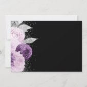 Invitation Floral violet Parties scintillant d'argent noir En (Dos)