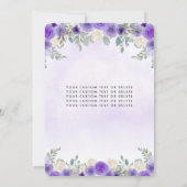 Invitation Floral Violet princesse Anniversaire Quinceanera (Dos)