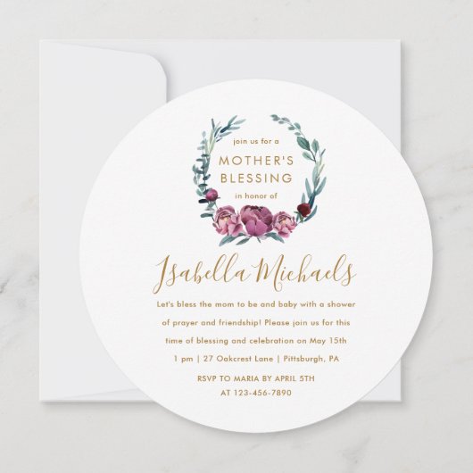 Invitation Floral Vous êtes Invité Fête de la Mère (Dos)