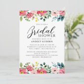 Invitation Floral Watercolor Bridal Shower (Debout devant)