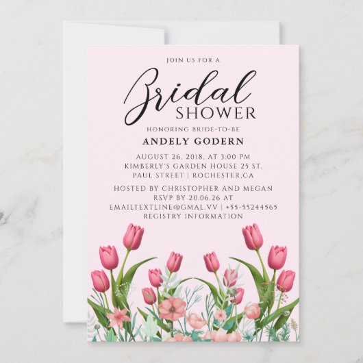 Invitation Floral Watercolor Bridal Shower (Devant)