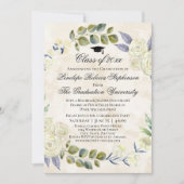 Invitation Floral Watercolor Wreath College Graduation (Devant)