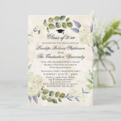 Invitation Floral Watercolor Wreath College Graduation (Debout devant)