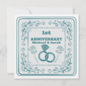 Invitation Floral wedding Anniversary Customizable year (Devant)