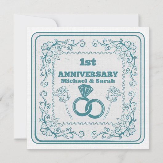Invitation Floral wedding Anniversary Customizable year (Devant)