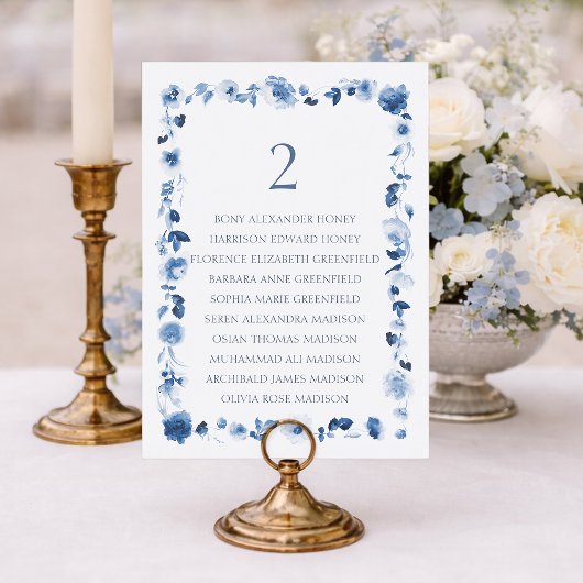 Invitation Floral Wedding Table Number with Guest List