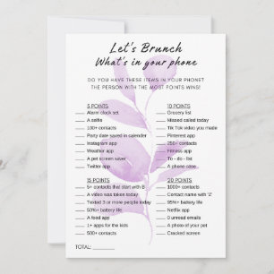 Invitation Floral What's In Your Phone Brunch Party Jeu