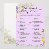 Invitation Floral What's In Your Phone Brunch Party Jeu (Devant / Derrière)