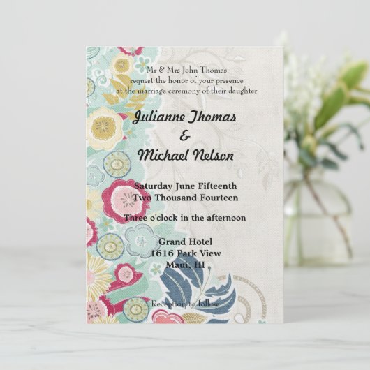 Invitation Floral Whimsy Mariage (Debout devant)