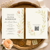 Invitation Floral Wildflower QR Code Bridal Shower